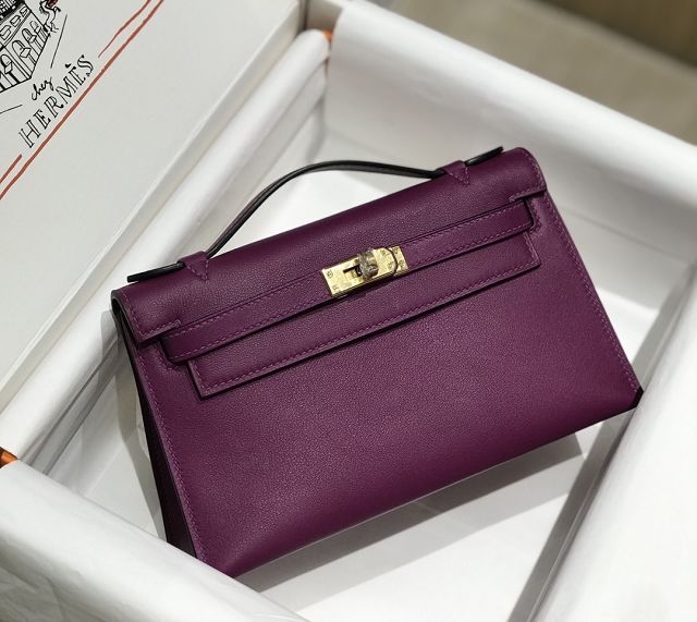 Hermes original swift leather mini kelly 22 clutch K012 anemone