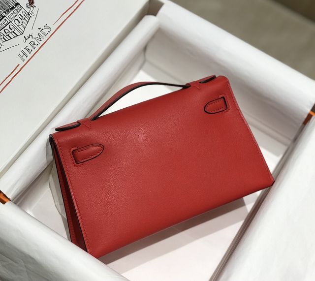 Hermes original swift leather mini kelly 22 clutch K012 red