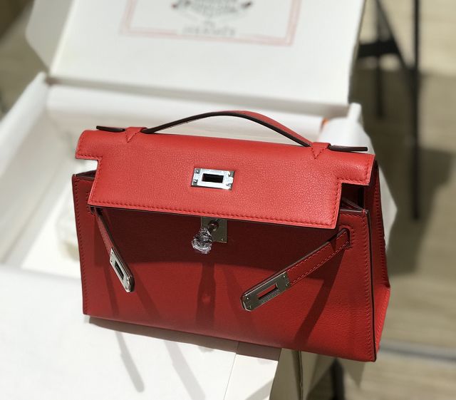 Hermes original swift leather mini kelly 22 clutch K012 red