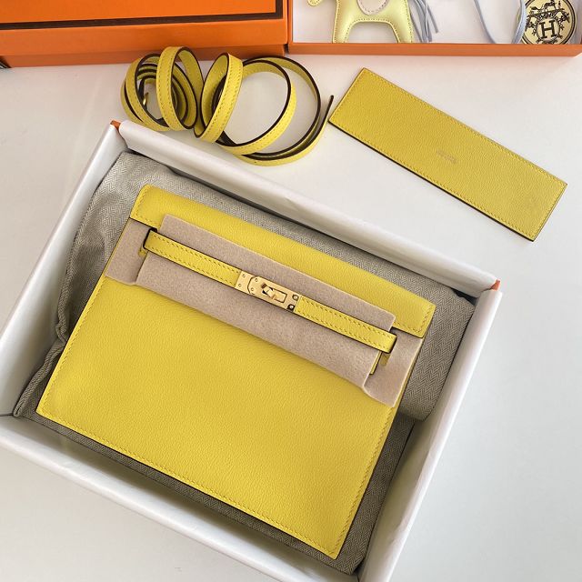 Hermes original evercolor leather kelly danse bag KD022 lemon yellow