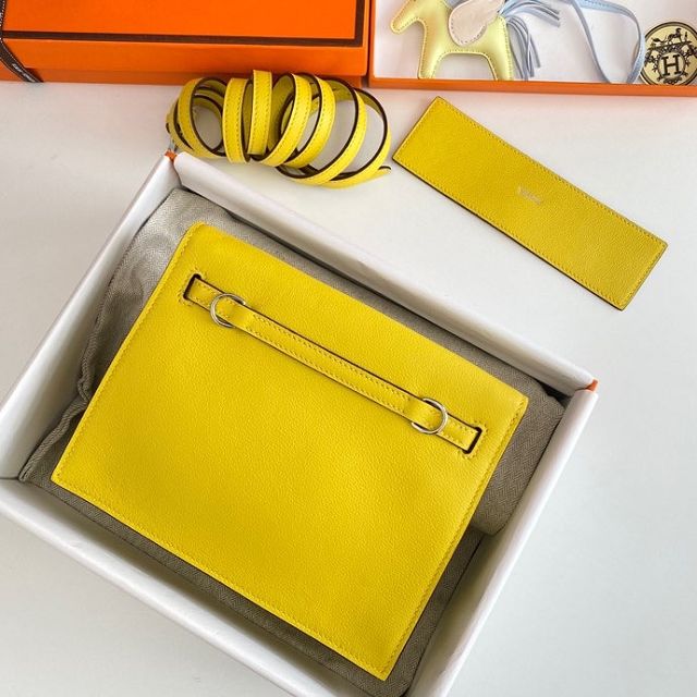 Hermes original evercolor leather kelly danse bag KD022 lemon yellow