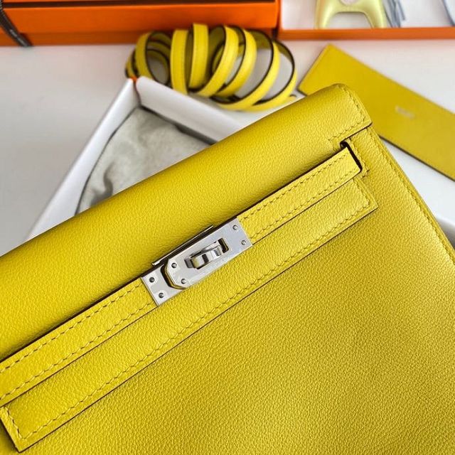 Hermes original evercolor leather kelly danse bag KD022 lemon yellow