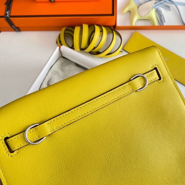 Hermes original evercolor leather kelly danse bag KD022 lemon yellow
