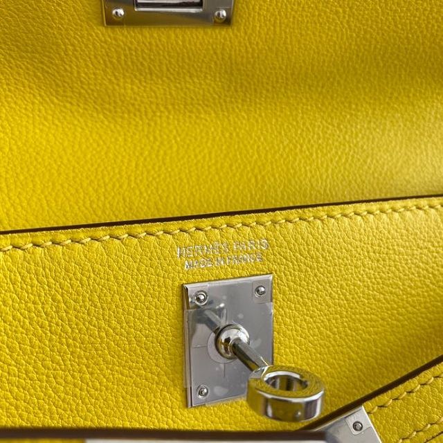 Hermes original evercolor leather kelly danse bag KD022 lemon yellow