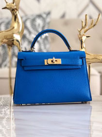 Hermes original goatskin mini kelly 19 bag KG0019 blue hydra 