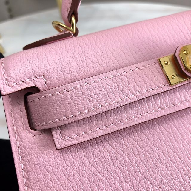 Hermes original goatskin mini kelly 19 bag KG0019 rose confetti