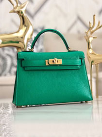 Hermes original goatskin mini kelly 19 bag KG0019 vert vertigo