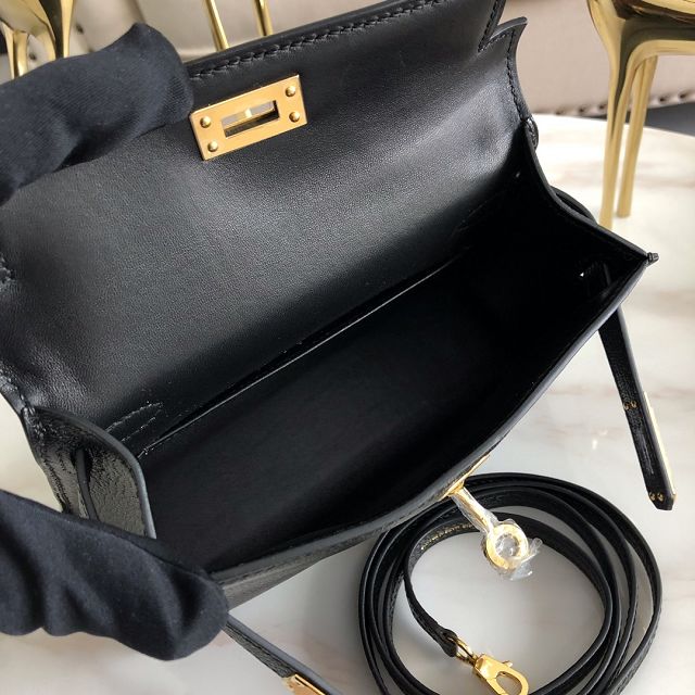 Hermes original goatskin mini kelly 19 bag KG0019 black