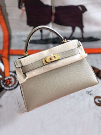 Hermes original goatskin mini kelly 19 bag KG0019 grey tourterelle