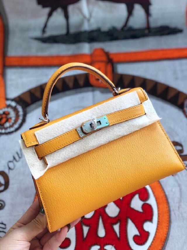 Hermes original goatskin mini kelly 19 bag KG0019 jaune