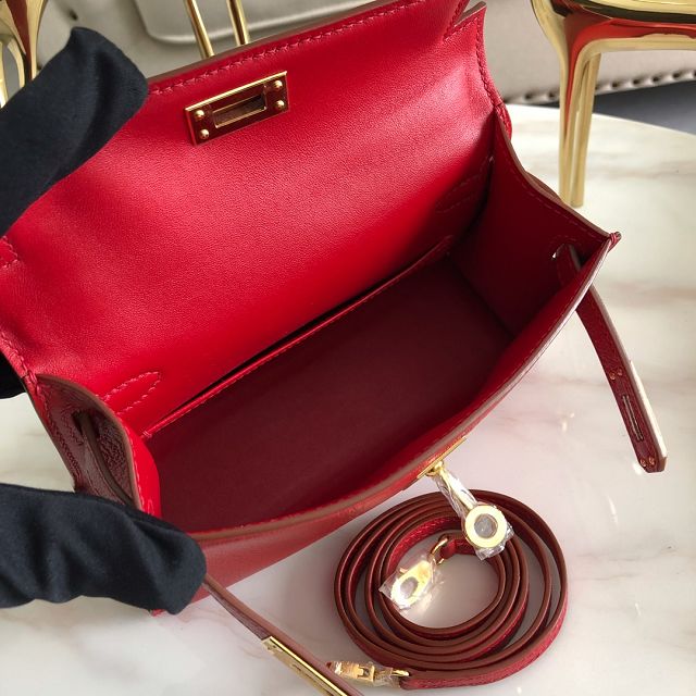 Hermes original goatskin mini kelly 19 bag KG0019 red