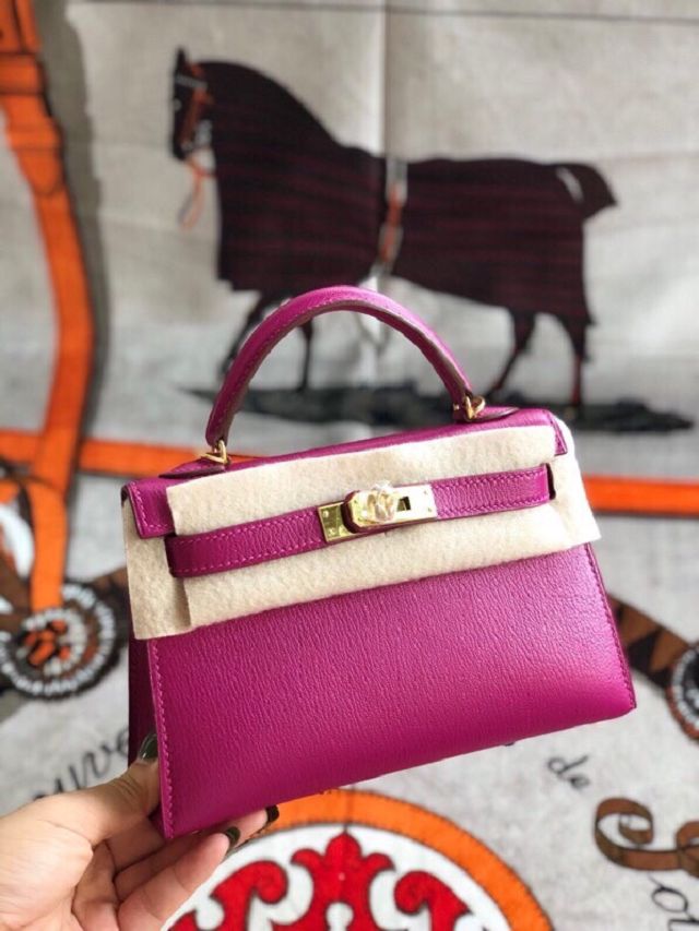 Hermes original goatskin mini kelly 19 bag KG0019 rose purple