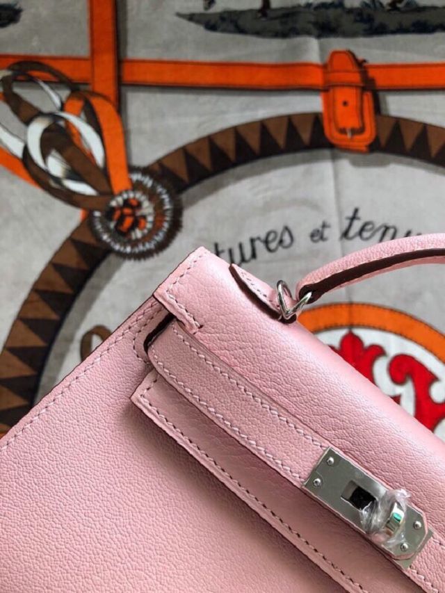 Hermes original goatskin mini kelly 19 bag KG0019 rose sakura