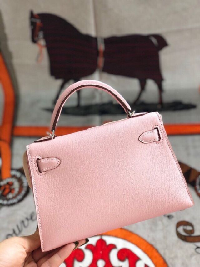 Hermes original goatskin mini kelly 19 bag KG0019 rose sakura