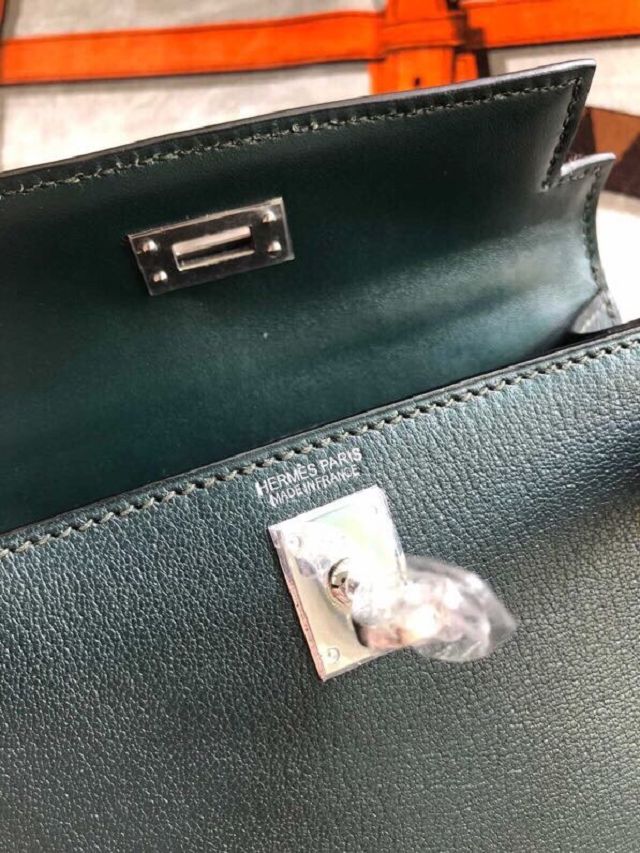 Hermes original goatskin mini kelly 19 bag KG0019 vert cypres