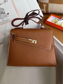 Hermes original epsom leather kelly sellier en desordre 20 KS0020 gold brown