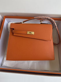 Hermes original epsom leather kelly sellier en desordre 20 KS0020 orange