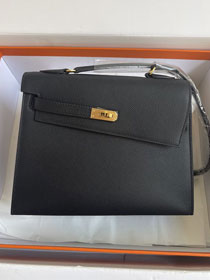 Hermes original epsom leather kelly sellier en desordre 25 KS0025 black