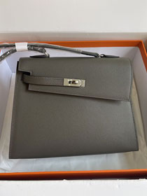 Hermes original epsom leather kelly sellier en desordre 25 KS0025 grey etain