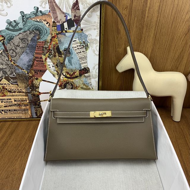 Hermes original madame leather kelly elan KE0028 grey etoupe