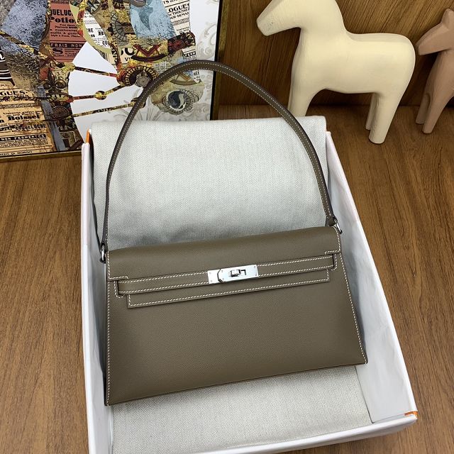 Hermes original madame leather kelly elan KE0028 grey etoupe