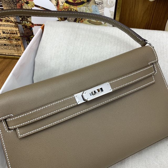 Hermes original madame leather kelly elan KE0028 grey etoupe