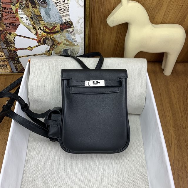 Hermes handmade original swift leather mini kelly jump backpack H0019 black