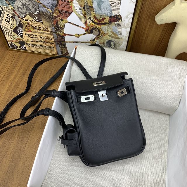 Hermes handmade original swift leather mini kelly jump backpack H0019 black