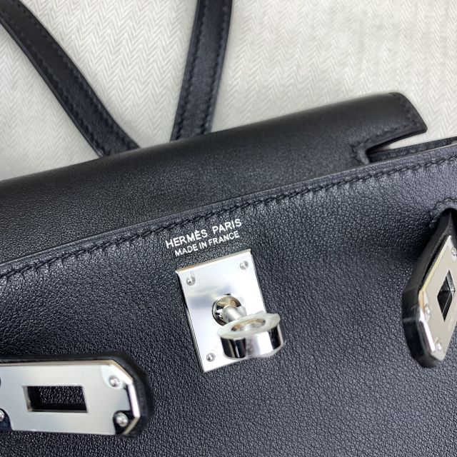 Hermes handmade original swift leather mini kelly jump backpack H0019 black