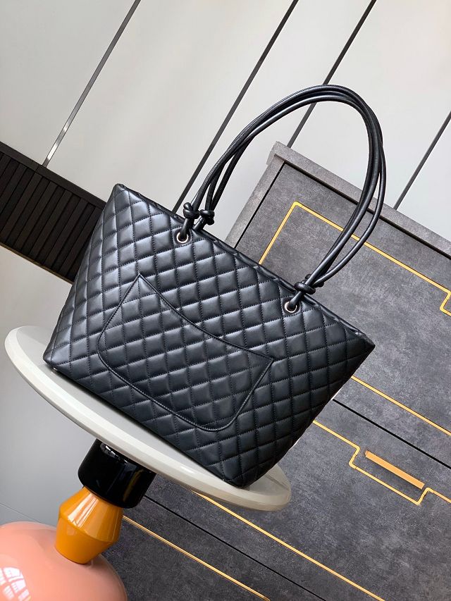 CC original lambskin large shopping tote bag AS6337 black