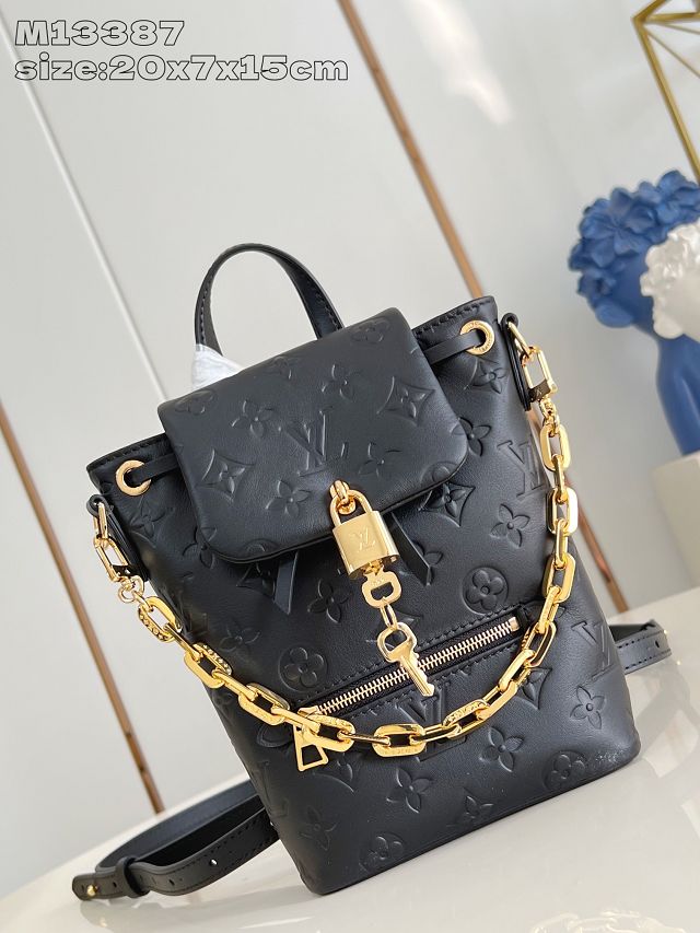 Louis vuitton original lambskin coussin backpack mini M13387 black