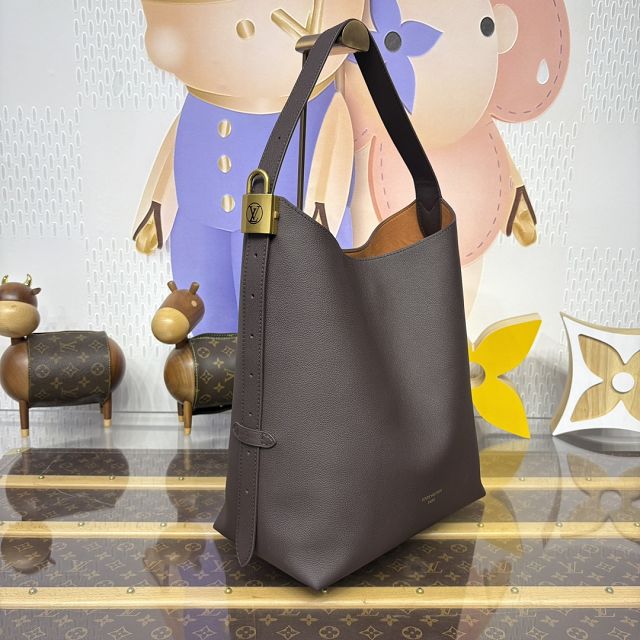 Louis vuitton original calfskin low key hobo bag M12982 chocolate 