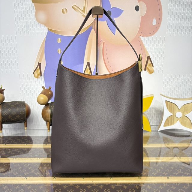 Louis vuitton original calfskin low key hobo bag M12982 chocolate 
