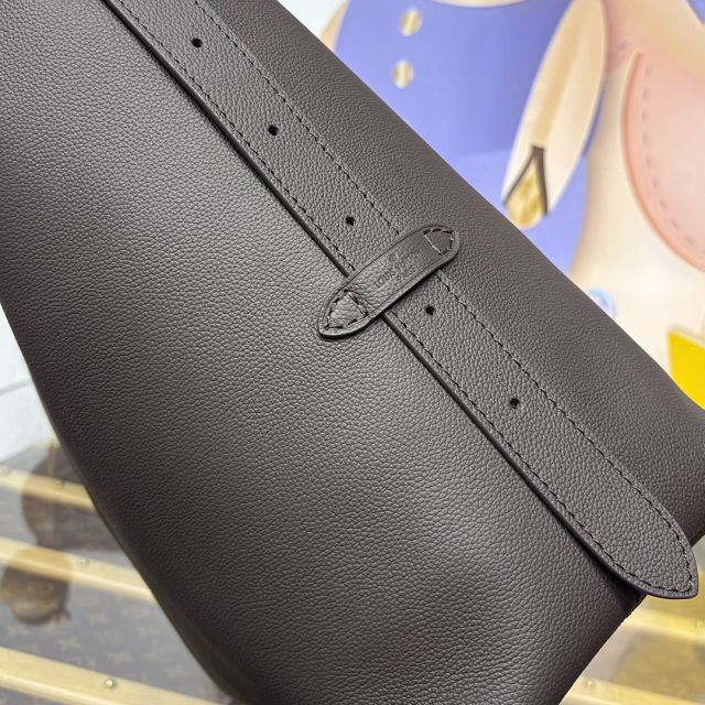 Louis vuitton original calfskin low key hobo bag M12982 chocolate 