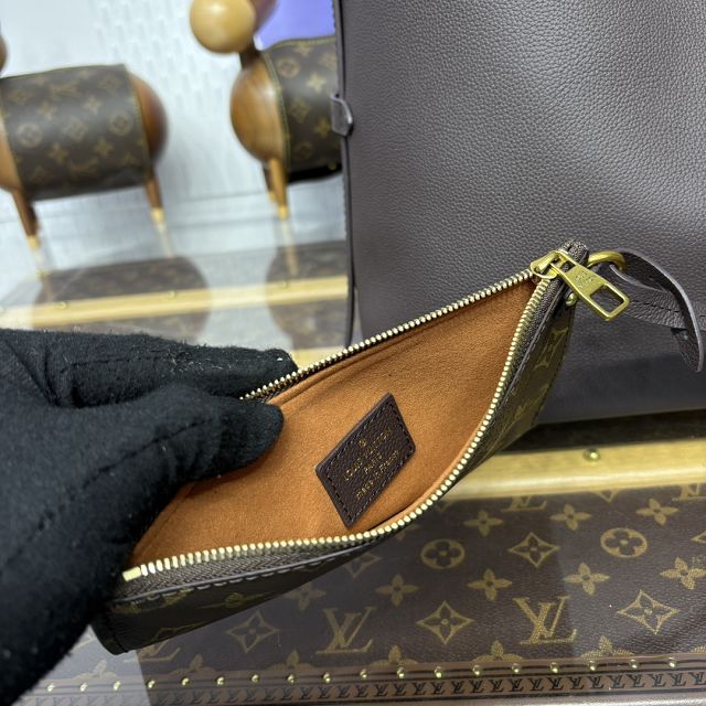 Louis vuitton original calfskin low key hobo bag M12982 chocolate 