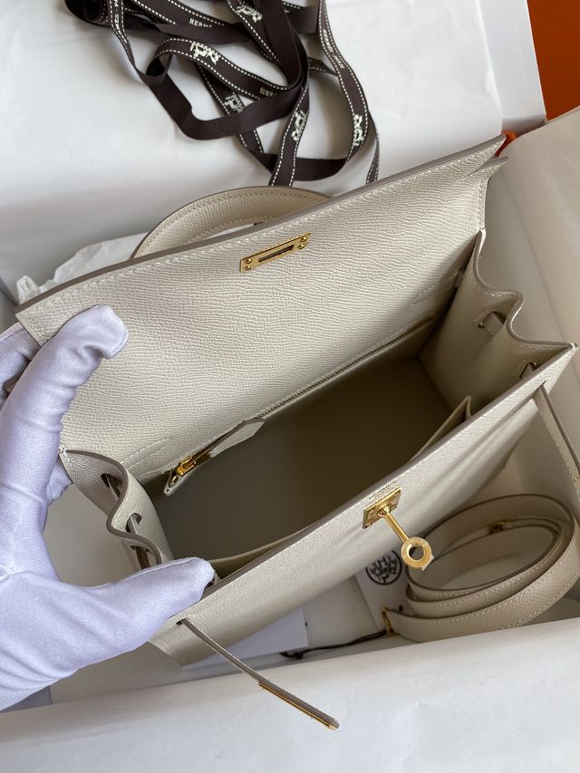 Hermes original epsom leather kelly 28 bag K28-2 craie
