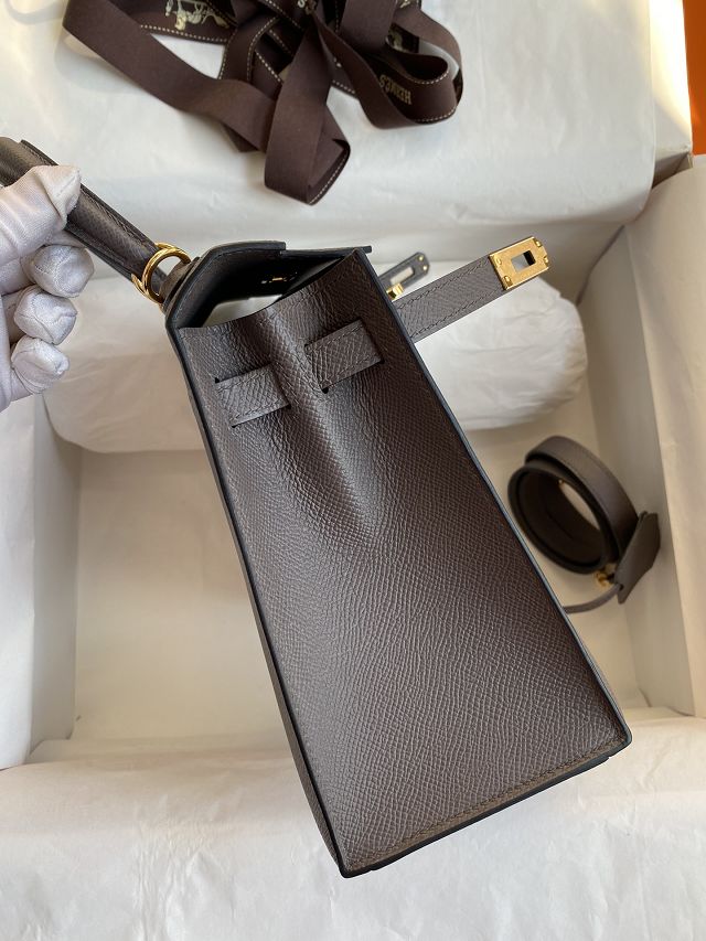 Hermes original epsom leather kelly 25 bag K25-1 grey etain