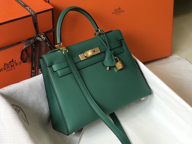 Hermes original epsom leather kelly 32 bag K32-1 malachite