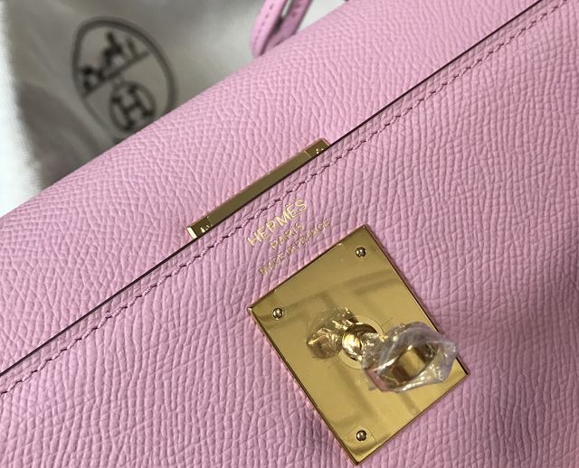Hermes original epsom leather kelly 32 bag K32-1 mauve sylvestre