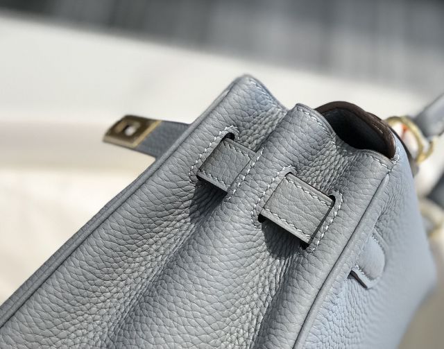 Hermes original togo leather kelly 25 bag K25 blue lin