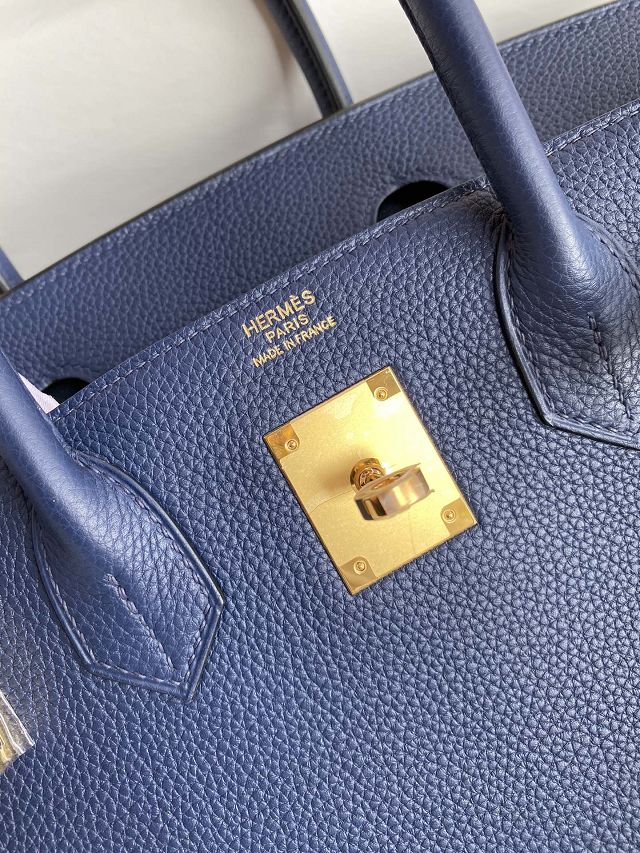Hermes original togo leather birkin 25 bag H25-1 blue sapphire
