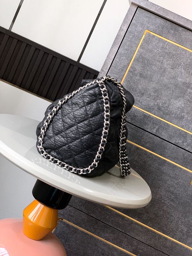 CC original aged calfskin large flap bag AS3566 black