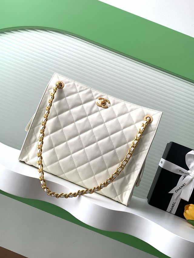 CC original calfskin shopping tote bag AS5303 white