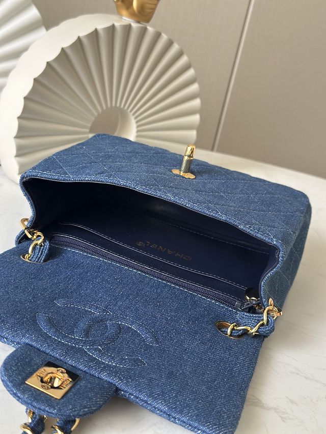 CC original denim mini flap bag AS3349 blue