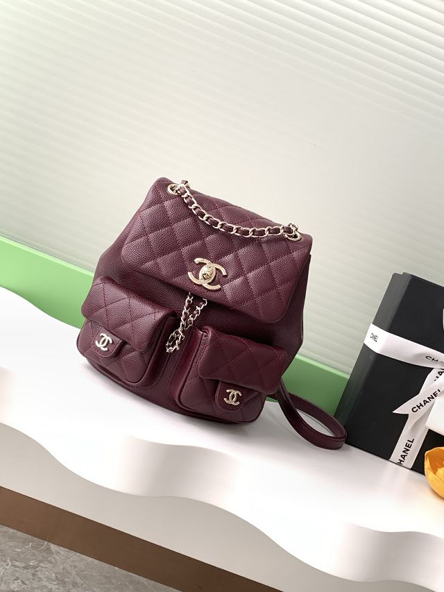 CC original grained calfskin backpack AS3860 bordeaux