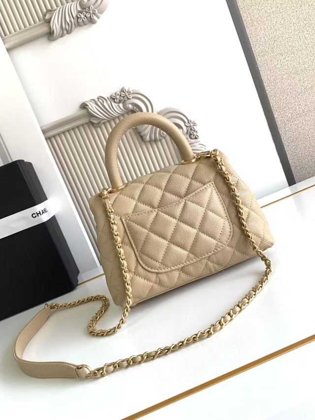 CC original grained calfskin mini coco handle bag AS2215 apricot