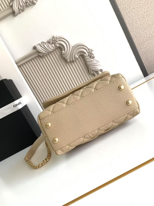 CC original grained calfskin mini coco handle bag AS2215 apricot