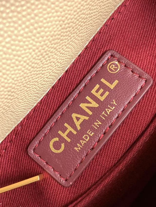 CC original grained calfskin mini coco handle bag AS2215 apricot