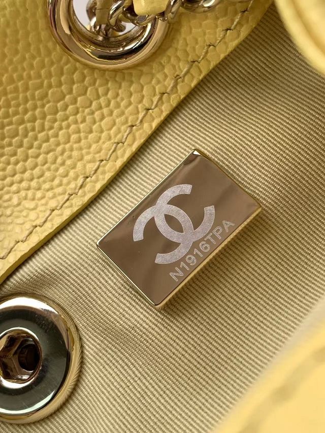 CC original grained calfskin small backpack AS3787 yellow