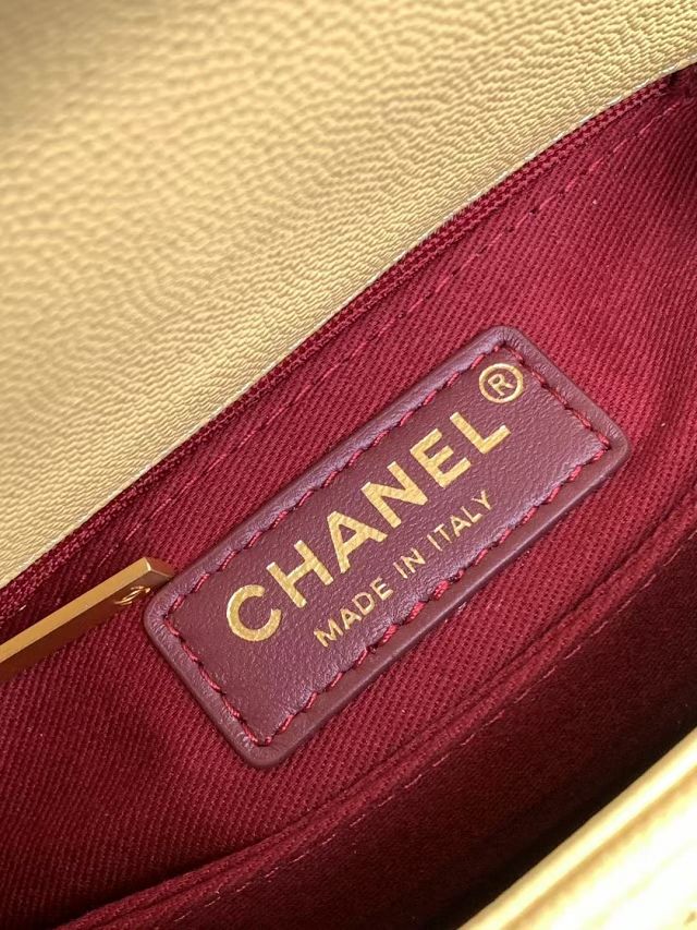 CC original grained calfskin small coco handle bag A92990 yellow